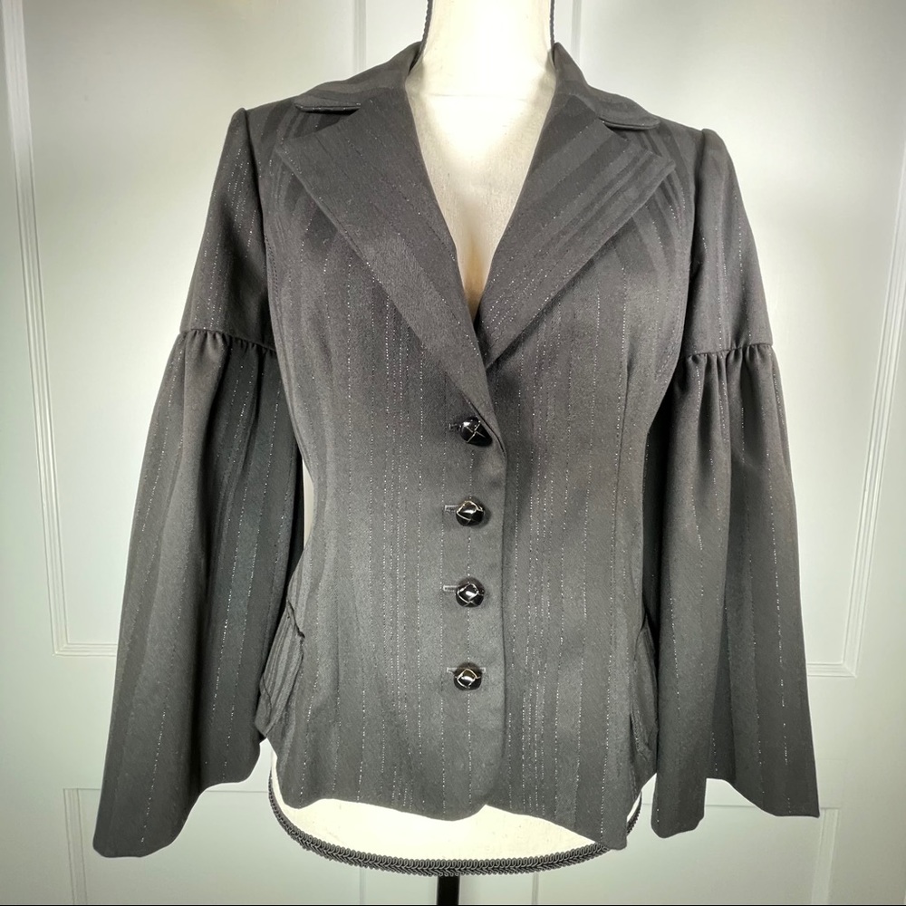Poleci Metallic Pin-Stripe Jacket w/ Bell Sleeves - Picture 2 of 15